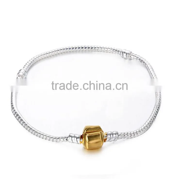 Snap Clasp Snake Chain European Charm Bracelets For Adult 18cm,19cm,20cm