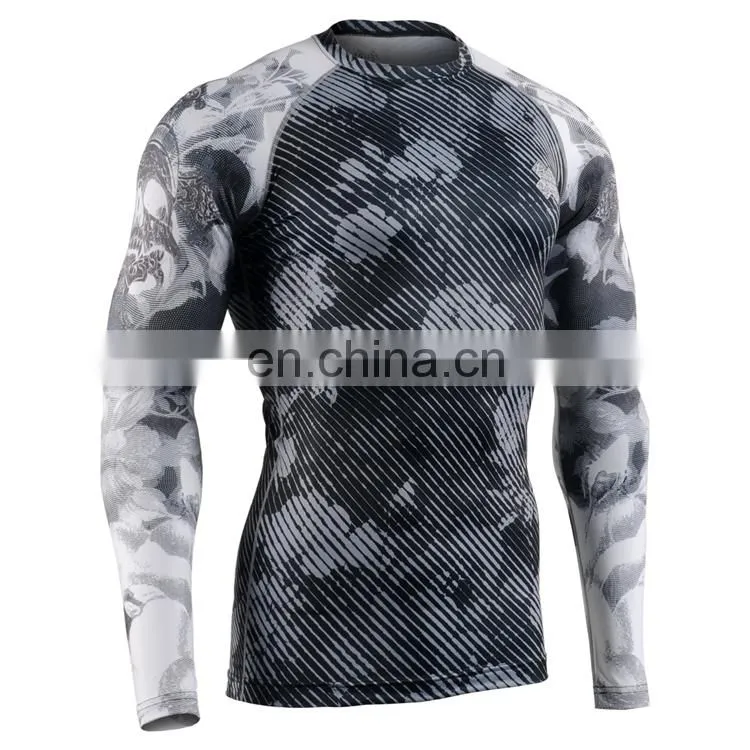 Lycra padded compression shirt bjj rash guard rashguard