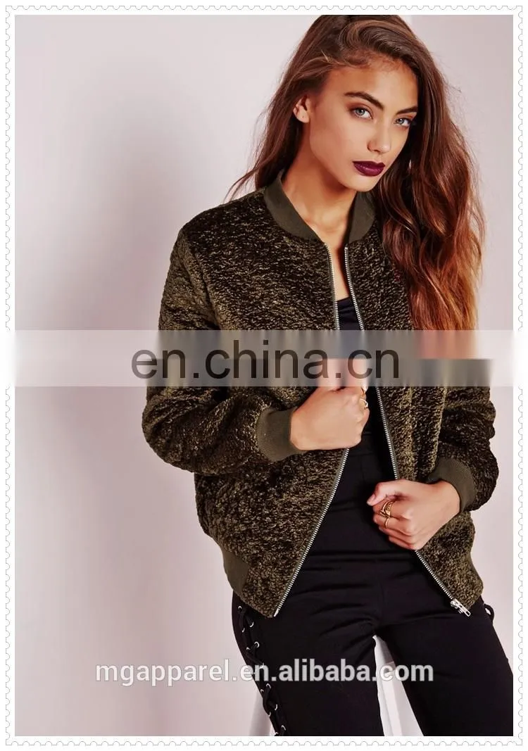 custom luxe khaki wool bomber jacket winter wholesale low price OEM