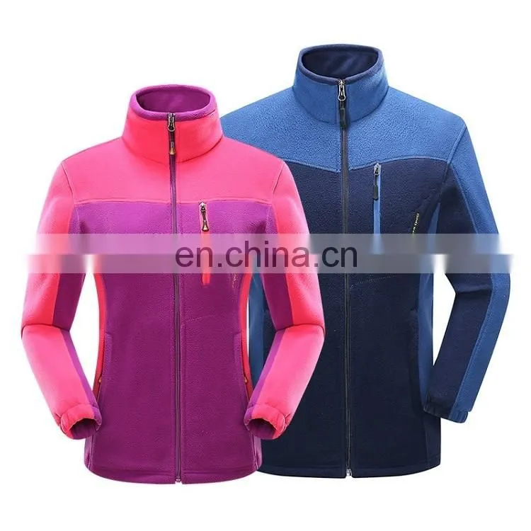 Non-hooded style winter polar fleece jackets for outdoor sporting
