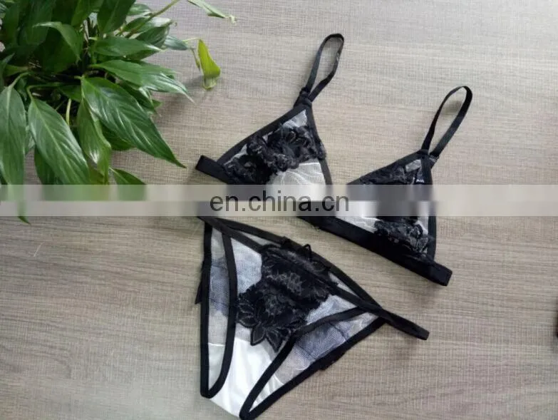 Girls Sexy transparent lace grenadine bikini Hot Sexy fancy Ladies Stylish Bra And Panty Set