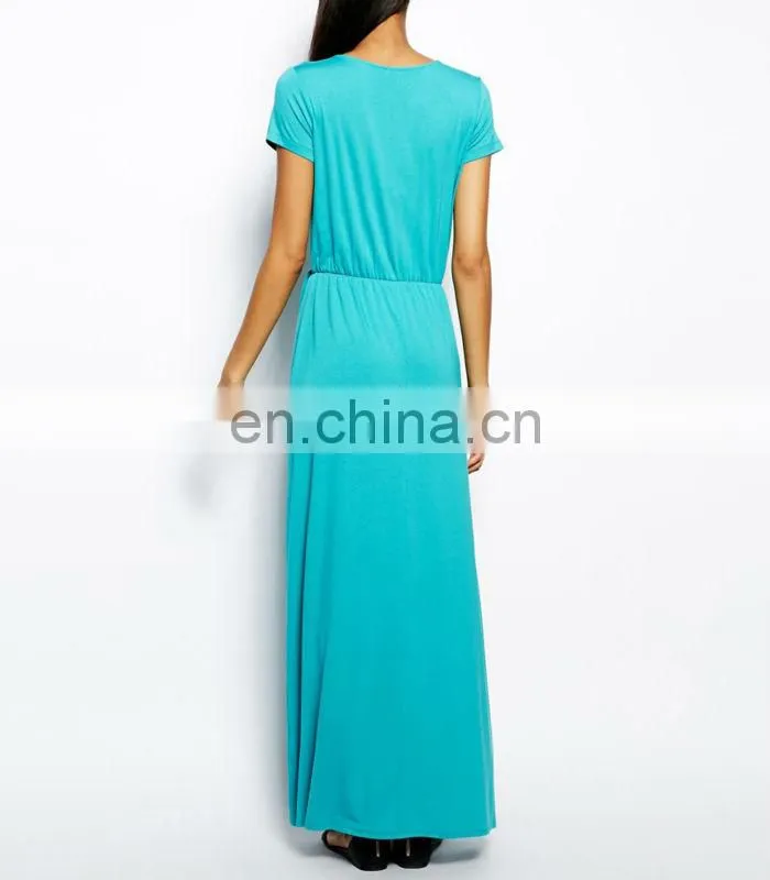 CHEFON Wrap Front blue maxi dress