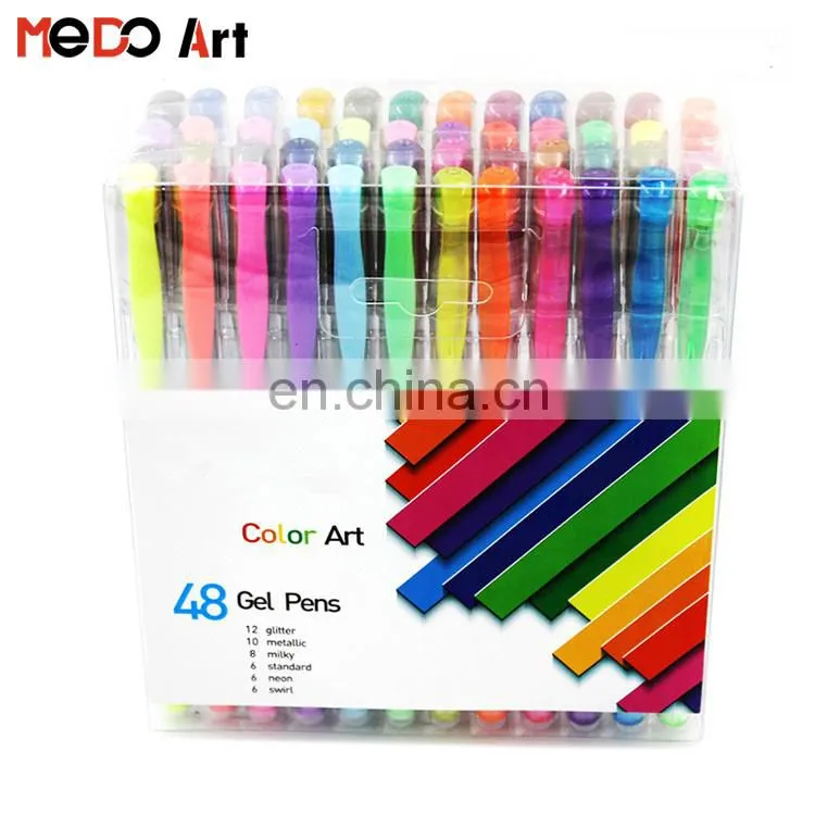 Low Price Rainbow Pack 24 Multicolor Gel Pens Set Colored Ink Pen Set