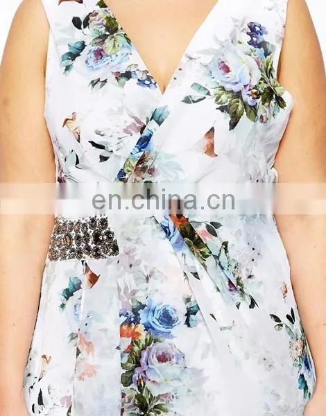 Floral print fat women clothes plus size cocktail dress plus size party dress