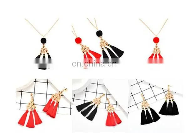 Fashion Jewelry Bohemian Earring Women Long Red Tassel Fringe Dangle Earring