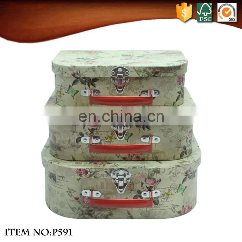 High quality beauty flower suitcase box with metal lock
