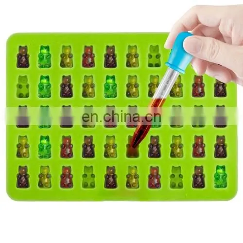 Dropshipping 2 PCS 50 Holes Small Bear Chocolate Tray Silicone Mold Cookie Mold Candy Mold