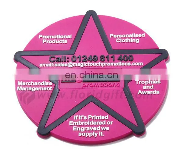 cup mat coaster round PVC 3D/2D , silicone rubber drink coasters