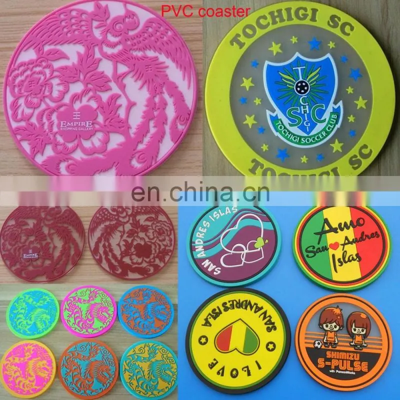 Custom round shape 2D soft pvc rubber cup coaster mat for San Andres Islas