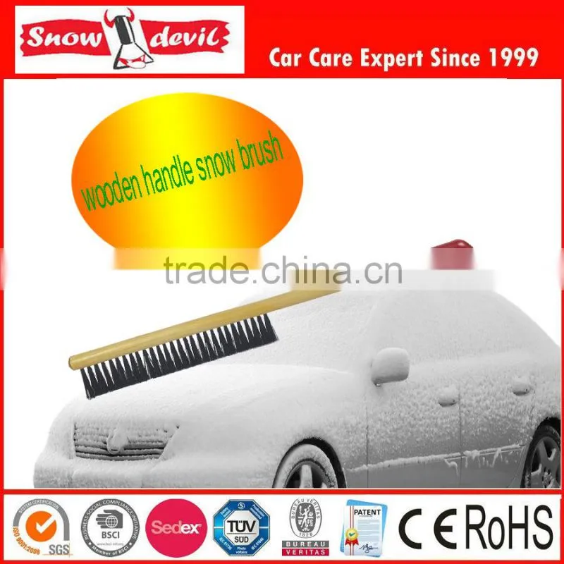 car wood handle cleaning brush with ice scrapaer