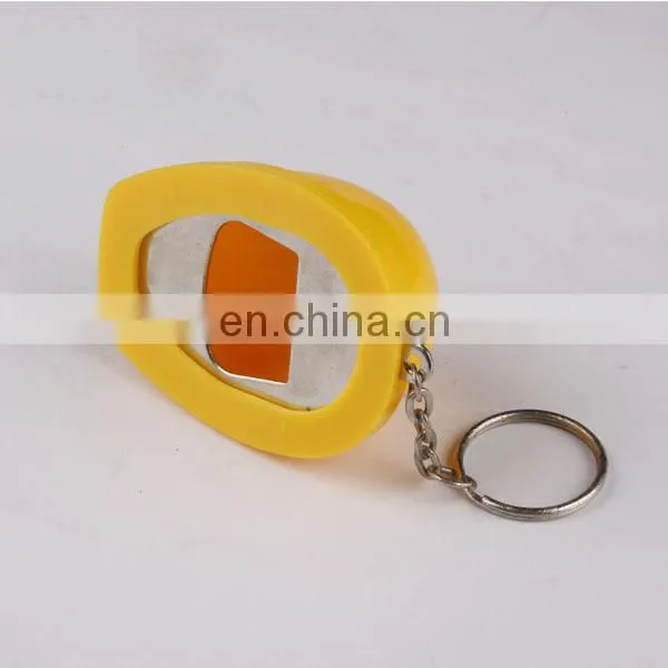 Plastic Bottle Opener Keychain with Safety Helmet Shape,wholesale low price high quality bottle opener