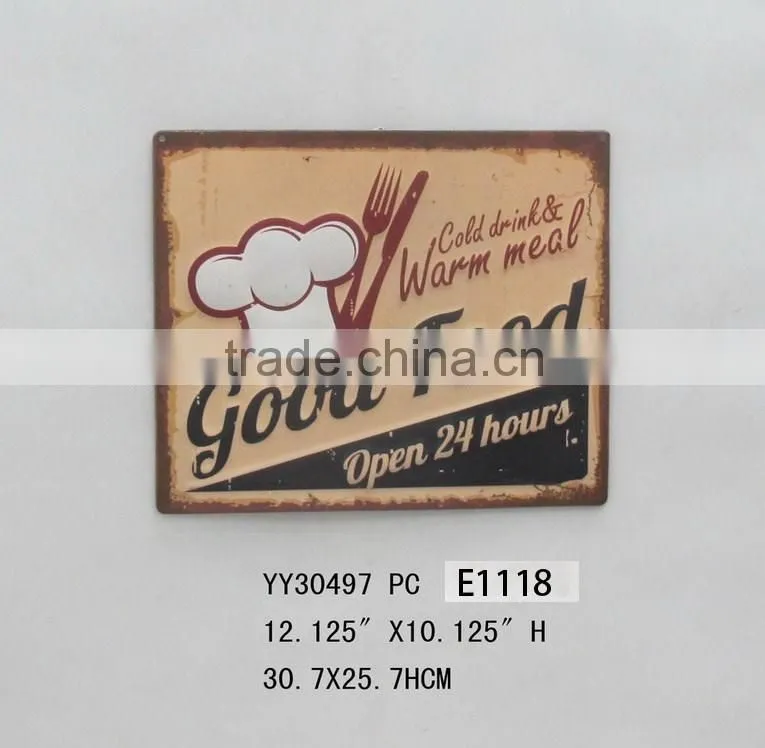 outdoor factory embossed wall tin sign, vintage metal tin plate