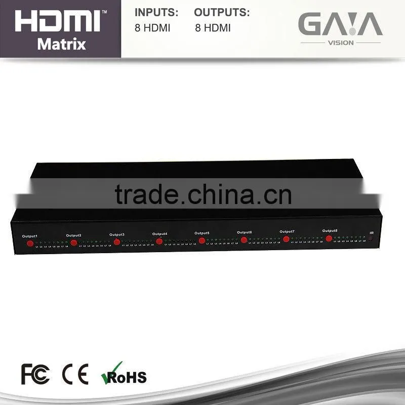 HDMI matrix 8X8 switches with RS232 & IR Remote EDID Learning