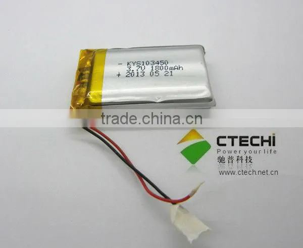 3.7v 1800mah li polymer battery 103450 li-ion prismatic battery