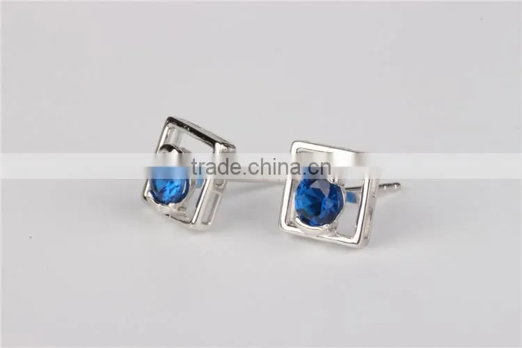 new design nice cheap earrings blue stone 925 silver earrings
