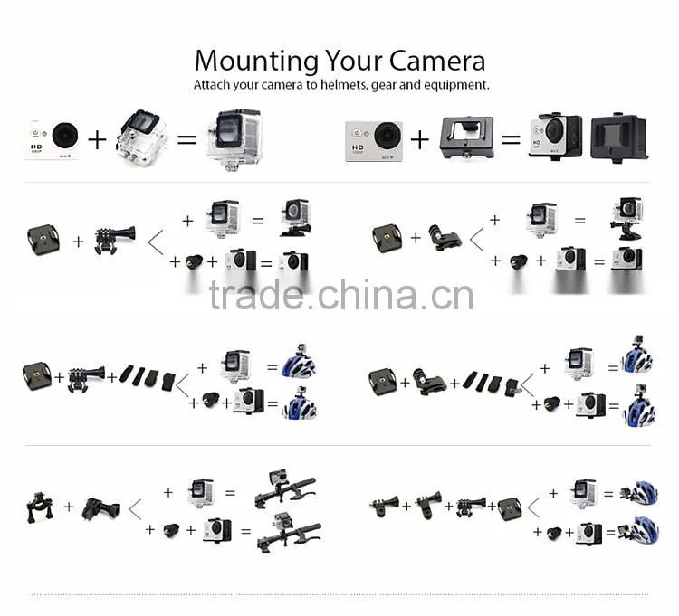 super 4K high quality waterproof action camera with 2.0'' TFT display and wifi sports camera