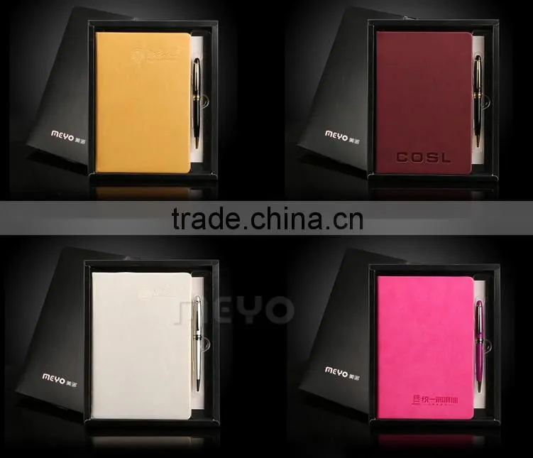 Colorful brand new notebook leather with ballpoint pen business gift set