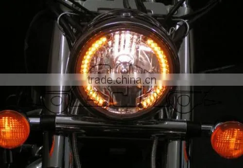 BJ-HL-008 Wholesale sport bike amber round black 35W 26 LED headlight motorcycle