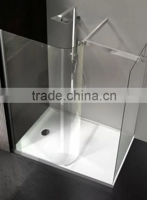2015 bathroom frameles walk-in shower enclosue with curved glass for modern house design