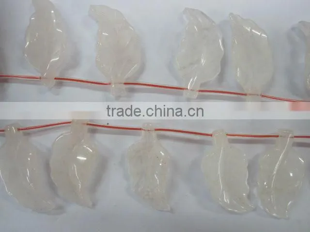 Chinese Rose Quartz carved leave