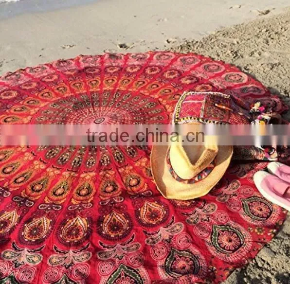 Foldable Indian Mandala Round Hippe Boho Cotton Wall Tapestry Tablecloth Throw Mat For Yoga Towel Beach Blanket