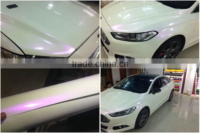 pearl white car wrap film 1.52*20m with air free bubbles , chameleon pearl white to purple car wrap film