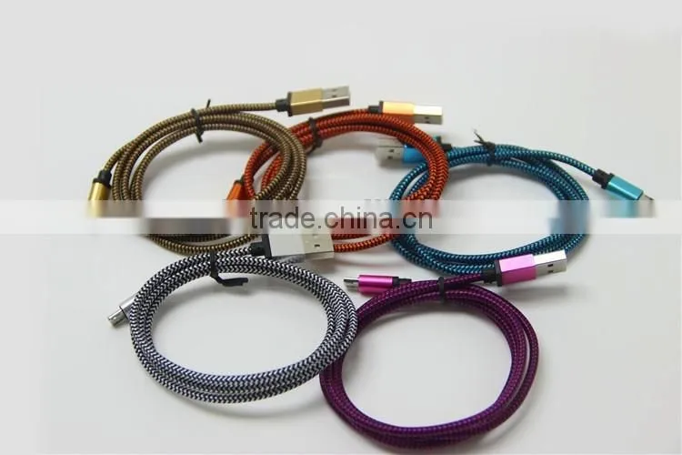 2016 new premium line cable usb charging cable colorful micro braided usb cable for iPhone 5 6s