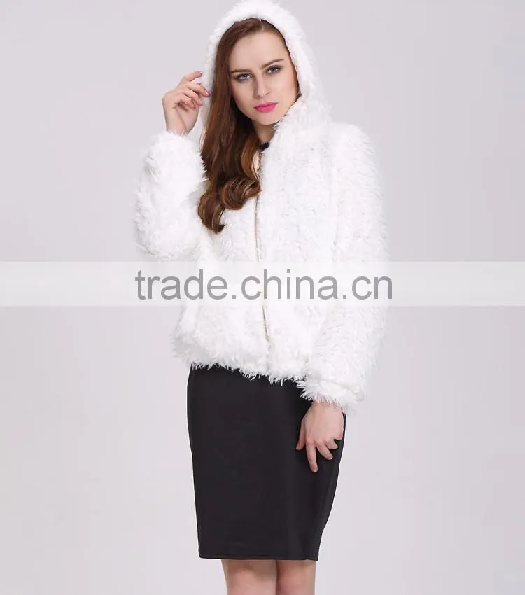 2016 Women white Long Mink Coat With Caps in China