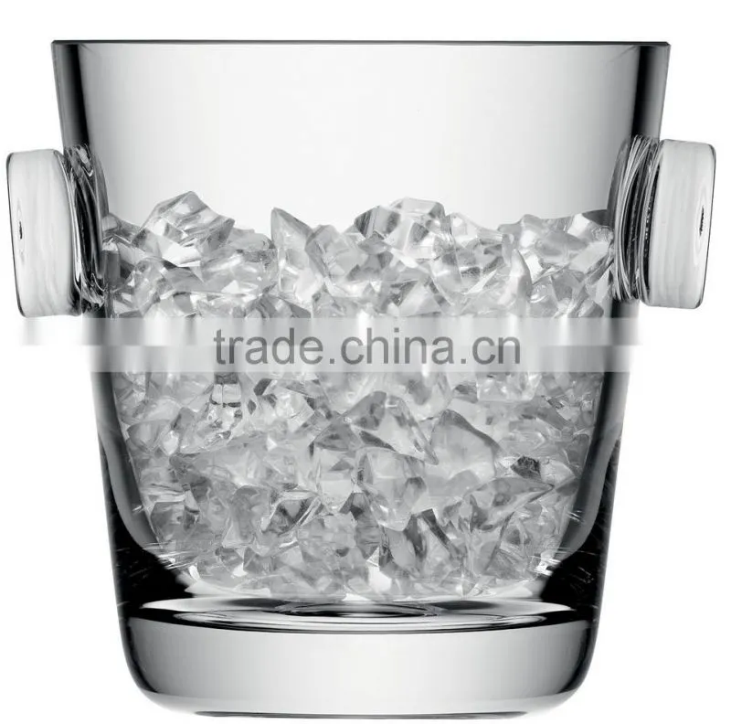 Blown manufacture Clear transparent Krosno Glass Wine Cooler ice bucket with handle crystal home and bar decor favor