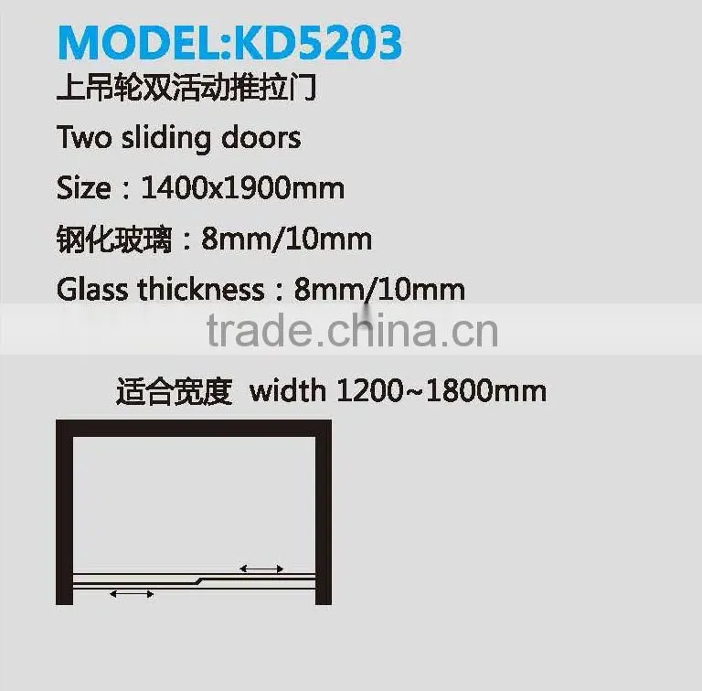 By pass Corner shower cubicle size Corner Bath Door Tempered Glass shower cubicle size(KD5203)