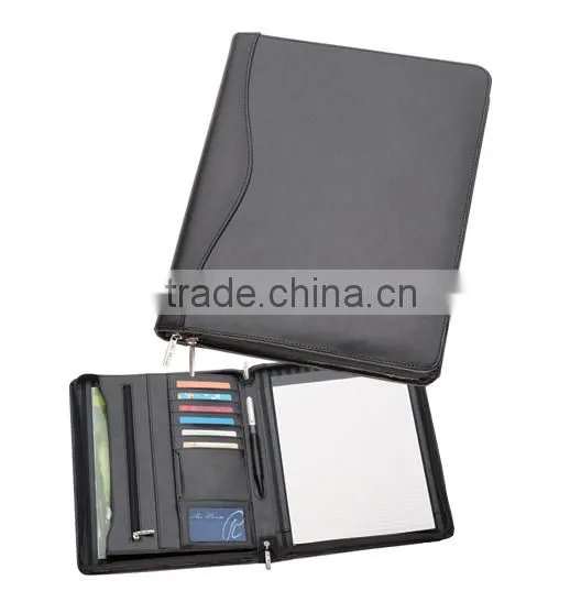 Genuine Leather A4 Presentation Folders With Notepad Holder