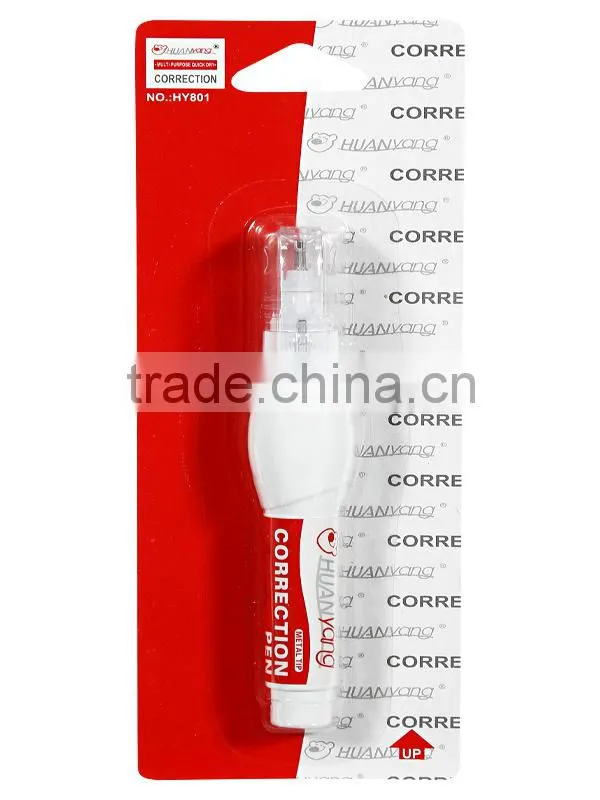 High quality color correction fluid 7ml correction pen in blister card(HY-630) wite-out liquid corrector