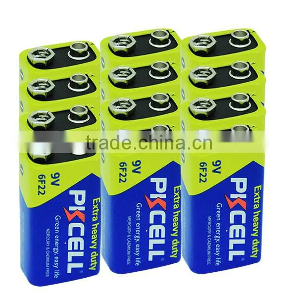 OEM or PKCELL 9V 6F22 Super heavy duty battery with high quality in China supply