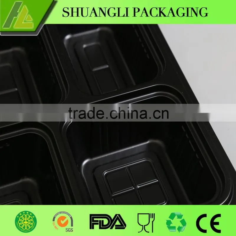 Black color disposable plastic bento box with factory price
