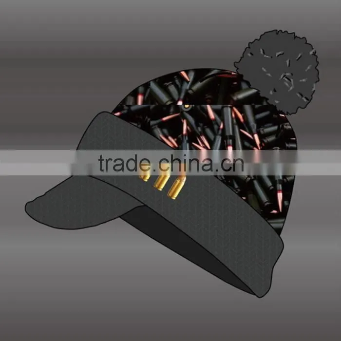 LUXURY LEATHER PATCH FOLD CUFF NAVY WINTER HAT FOR MEN AND WOMEN