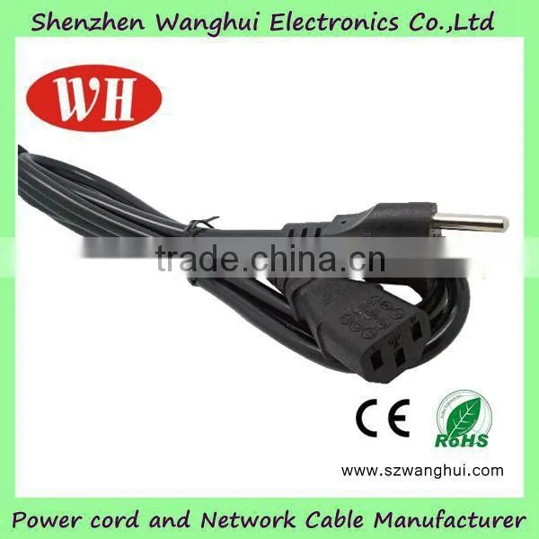 German Type rubber two round pin power cord for monitor