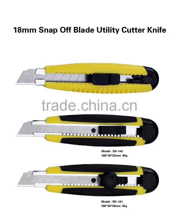 Stationery 18 mm Sliding Blade Plastic with rubber grip handle Utility Knife