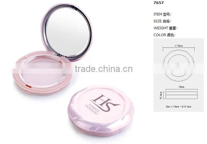 Pink Empty Plastic Compact Powder Case With Mirror