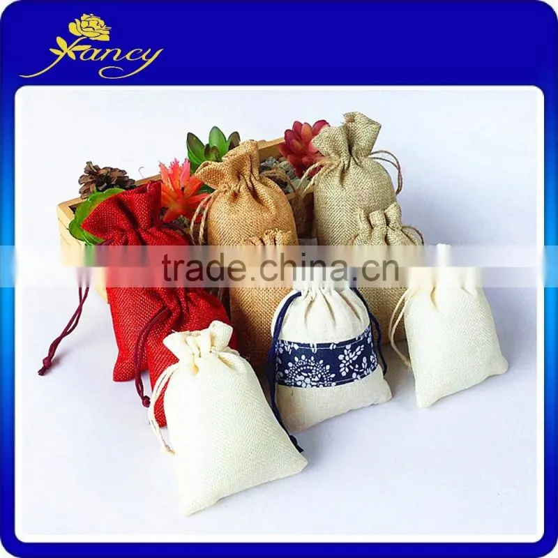 Fashion Mini linen Gift Bags customized printed bags