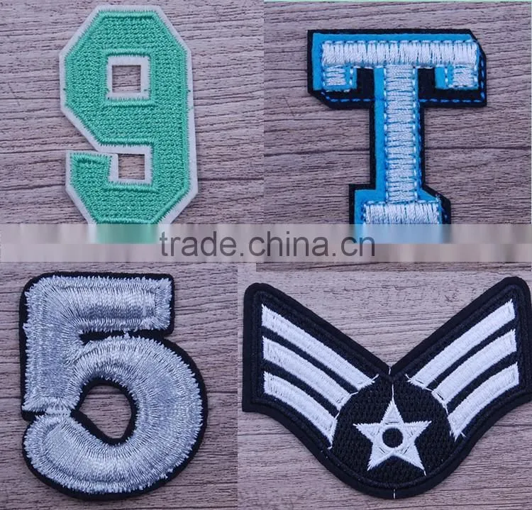 High quality custom print hot sale sew on embroidery letter patches for hat