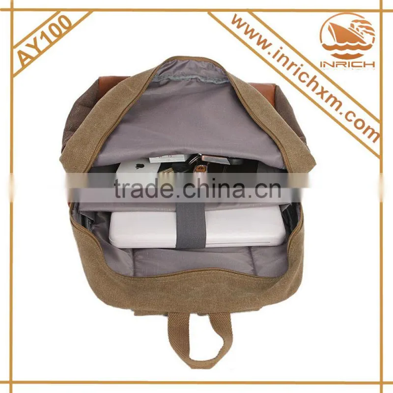 High quality popular unisex canvas bagpack with computer compartment
