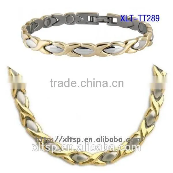 Custom length gold chain necklace designs with energy magnetic element