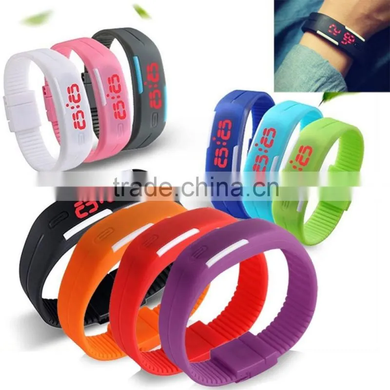 Fashion Design Ultra Thin Sports Silicone Digital Unisex LED Sports Bracelet Wrist Watch