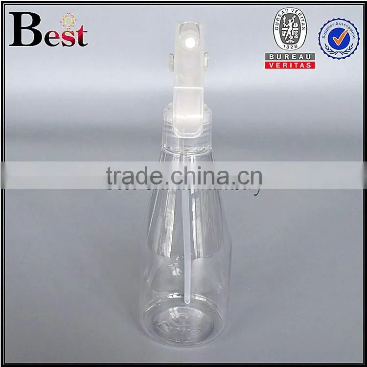 100ml 200ml 6oz blue pet clear cylinder bottle with small trigger pump sprayer