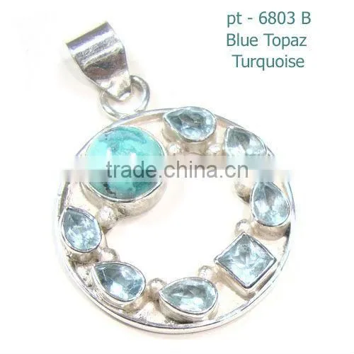 Semi precious gemstone pendant 925 sterling silver picture jasper jewelry