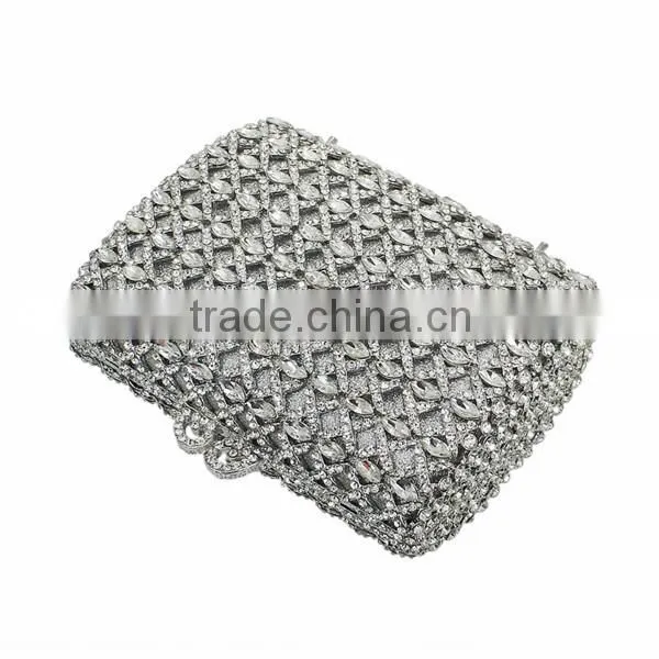 silver clutch evening bag bridal wedding handbags fancy ladies purse (88164A-S)