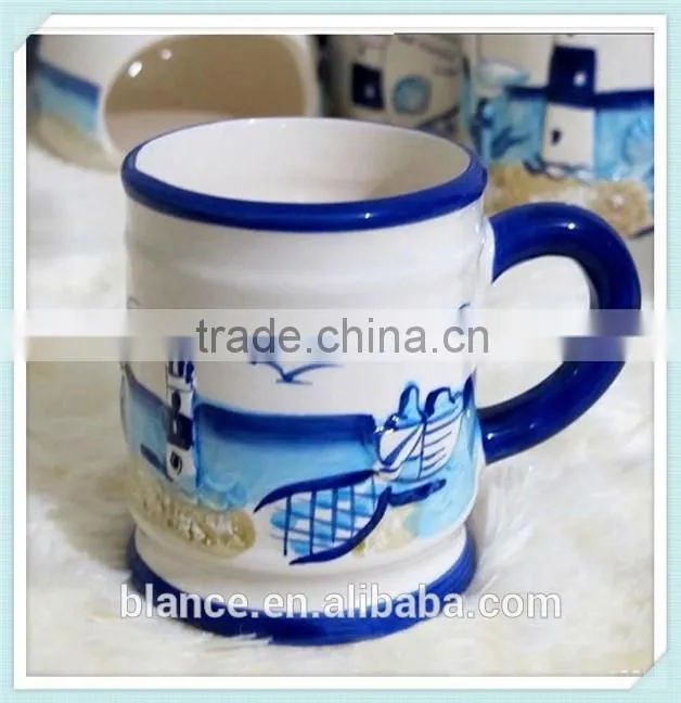 Mediterranean Style plain ceramic mug with Mediterranean Style logo