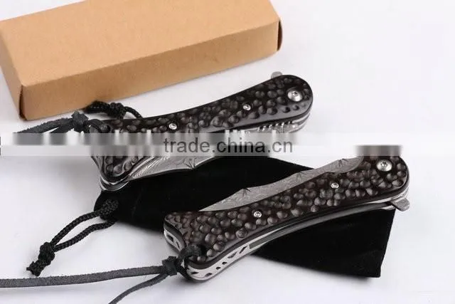 OEM Damascus steel blade hunting knife with G10 handle