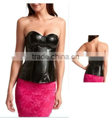 girls coffee zipper front sexy bustier top m1985