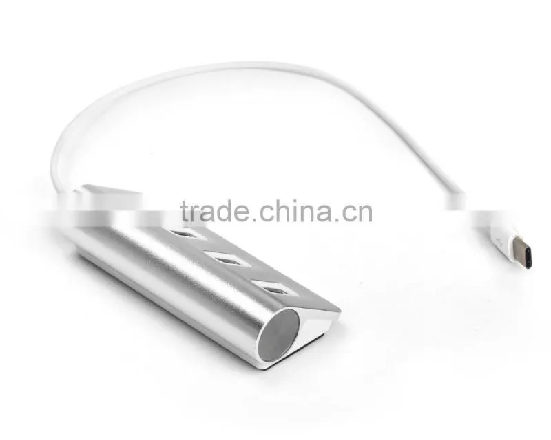 Aluminium casing usb por hub, Type C Change to 4 port usb 2.0 hub for Macbook with LED indicators